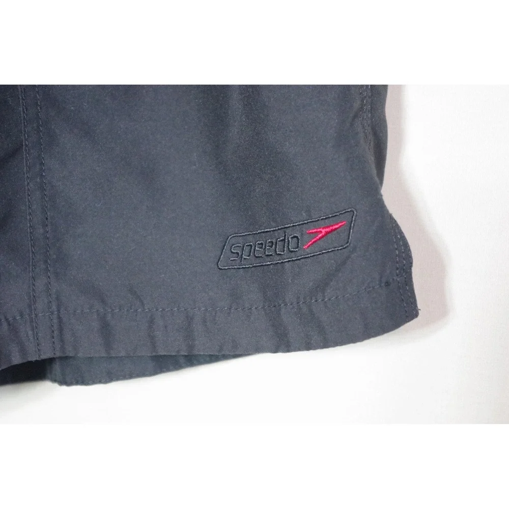 Speedo Men's Medium Swim Trunks Black Red Mesh Lined Board Shorts
